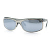 90s Style Flat Top Half Rim Narrow Rectangle Wrap Sport Sunglasses