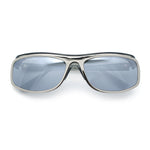 90s Style Flat Top Half Rim Narrow Rectangle Wrap Sport Sunglasses