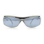 90s Style Flat Top Half Rim Narrow Rectangle Wrap Sport Sunglasses