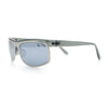 90s Style Flat Top Half Rim Narrow Rectangle Wrap Sport Sunglasses