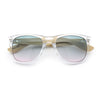 Hipster Bamboo Wood Arm Rectangle Clear Horn Rim Plastic Sunglasses