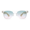 Hipster Bamboo Wood Arm Rectangle Clear Horn Rim Plastic Sunglasses