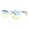 Hipster Bamboo Wood Arm Rectangle Clear Horn Rim Plastic Sunglasses
