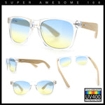 Hipster Bamboo Wood Arm Rectangle Clear Horn Rim Plastic Sunglasses