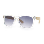 Hipster Bamboo Wood Arm Rectangle Clear Horn Rim Plastic Sunglasses