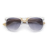 Hipster Bamboo Wood Arm Rectangle Clear Horn Rim Plastic Sunglasses