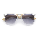 Hipster Bamboo Wood Arm Rectangle Clear Horn Rim Plastic Sunglasses