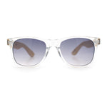 Hipster Bamboo Wood Arm Rectangle Clear Horn Rim Plastic Sunglasses