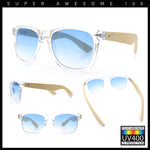 Hipster Bamboo Wood Arm Rectangle Clear Horn Rim Plastic Sunglasses