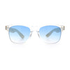 Hipster Bamboo Wood Arm Rectangle Clear Horn Rim Plastic Sunglasses