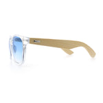 Hipster Bamboo Wood Arm Rectangle Clear Horn Rim Plastic Sunglasses
