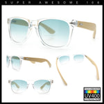 Hipster Bamboo Wood Arm Rectangle Clear Horn Rim Plastic Sunglasses