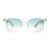 Hipster Bamboo Wood Arm Rectangle Clear Horn Rim Plastic Sunglasses