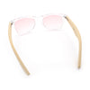 Hipster Bamboo Wood Arm Rectangle Clear Horn Rim Plastic Sunglasses