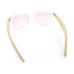 Hipster Bamboo Wood Arm Rectangle Clear Horn Rim Plastic Sunglasses