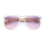 Hipster Bamboo Wood Arm Rectangle Clear Horn Rim Plastic Sunglasses