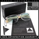 Hipster Bamboo Wood Arm Rectangle Clear Horn Rim Plastic Sunglasses