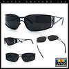 90s Styling Retro Fashion Wrap Around Metal Rim Rectangular Sunglasses