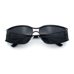 90s Styling Retro Fashion Wrap Around Metal Rim Rectangular Sunglasses