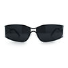 90s Styling Retro Fashion Wrap Around Metal Rim Rectangular Sunglasses