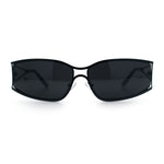 90s Styling Retro Fashion Wrap Around Metal Rim Rectangular Sunglasses
