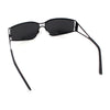 90s Styling Retro Fashion Wrap Around Metal Rim Rectangular Sunglasses