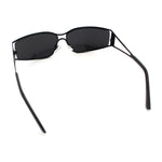 90s Styling Retro Fashion Wrap Around Metal Rim Rectangular Sunglasses