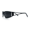 90s Styling Retro Fashion Wrap Around Metal Rim Rectangular Sunglasses
