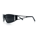 90s Styling Retro Fashion Wrap Around Metal Rim Rectangular Sunglasses