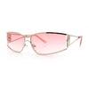90s Styling Retro Fashion Wrap Around Metal Rim Rectangular Sunglasses