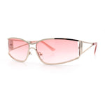 90s Styling Retro Fashion Wrap Around Metal Rim Rectangular Sunglasses