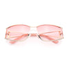 90s Styling Retro Fashion Wrap Around Metal Rim Rectangular Sunglasses