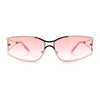 90s Styling Retro Fashion Wrap Around Metal Rim Rectangular Sunglasses