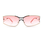 90s Styling Retro Fashion Wrap Around Metal Rim Rectangular Sunglasses