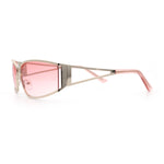 90s Styling Retro Fashion Wrap Around Metal Rim Rectangular Sunglasses