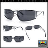 90s Styling Retro Fashion Wrap Around Metal Rim Rectangular Sunglasses