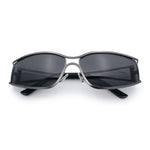 90s Styling Retro Fashion Wrap Around Metal Rim Rectangular Sunglasses
