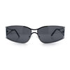 90s Styling Retro Fashion Wrap Around Metal Rim Rectangular Sunglasses