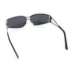 90s Styling Retro Fashion Wrap Around Metal Rim Rectangular Sunglasses
