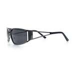 90s Styling Retro Fashion Wrap Around Metal Rim Rectangular Sunglasses