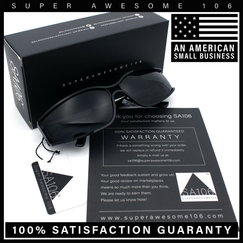 90s Styling Retro Fashion Wrap Around Metal Rim Rectangular Sunglasses