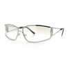 90s Styling Retro Fashion Wrap Around Metal Rim Rectangular Sunglasses