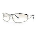 90s Styling Retro Fashion Wrap Around Metal Rim Rectangular Sunglasses