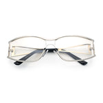 90s Styling Retro Fashion Wrap Around Metal Rim Rectangular Sunglasses