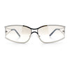 90s Styling Retro Fashion Wrap Around Metal Rim Rectangular Sunglasses