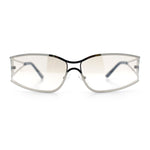 90s Styling Retro Fashion Wrap Around Metal Rim Rectangular Sunglasses