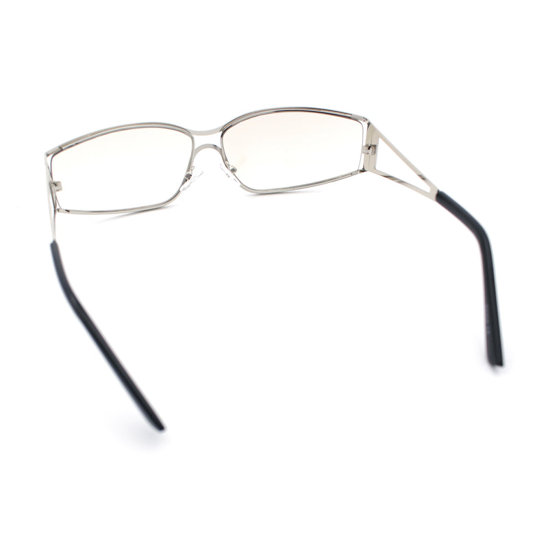 90s Styling Retro Fashion Wrap Around Metal Rim Rectangular Sunglasses