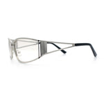 90s Styling Retro Fashion Wrap Around Metal Rim Rectangular Sunglasses