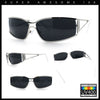 90s Styling Retro Fashion Wrap Around Metal Rim Rectangular Sunglasses
