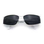90s Styling Retro Fashion Wrap Around Metal Rim Rectangular Sunglasses